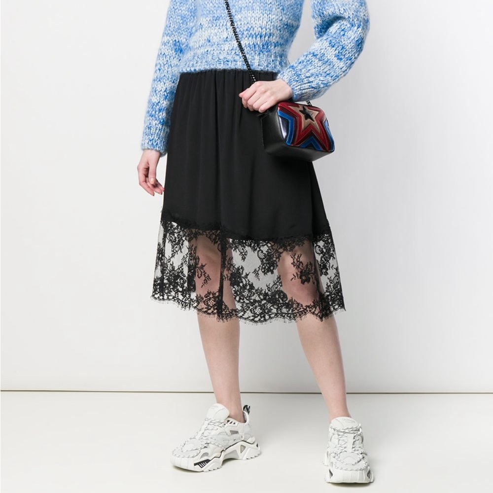 MSGM Floral Lace Panel Skirt